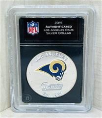 2015 AUTHENTICATED NFL SILVER DOLLAR COIN BRADFORD EXCHANGE LOS ANGELES RAMS